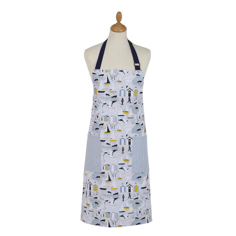 Seashore No Pattern Cotton Bib Apron