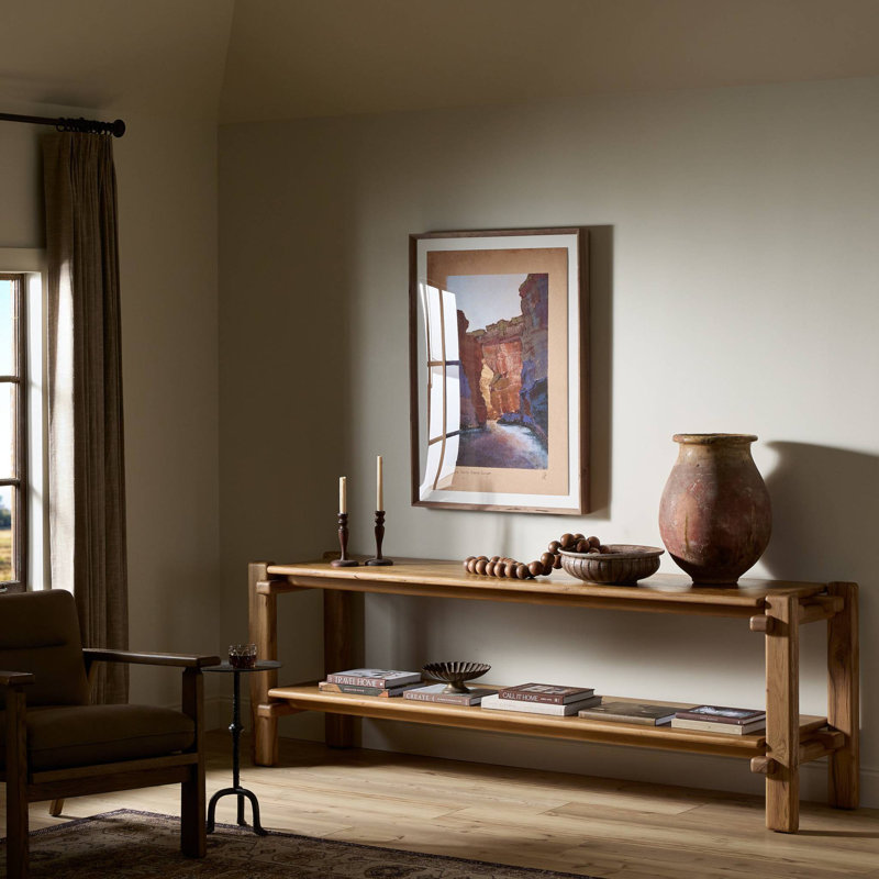Marcia Console Table by Thomas Bina/Ronald Sasson, 29.5" H x 86.75" W x 22.5" D, Natural Reclaimed French Oak