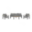 Ensemble de mobilier d'extérieur en métal 4 pièces, canapé d'extérieur 5 places avec coussin, mobilier d'extérieur moderne pour terrasse, jardin, balcon, gris et naturel