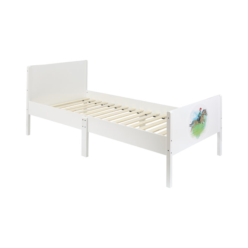 Kids White Single Bed – Horse Rider