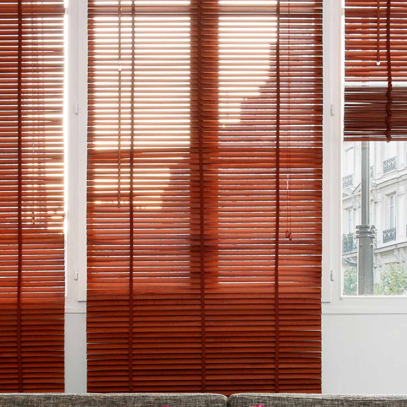 Lodge Sheer Wood Horizontal/Venetian Blind, 220cm x 100cm, Light Brown