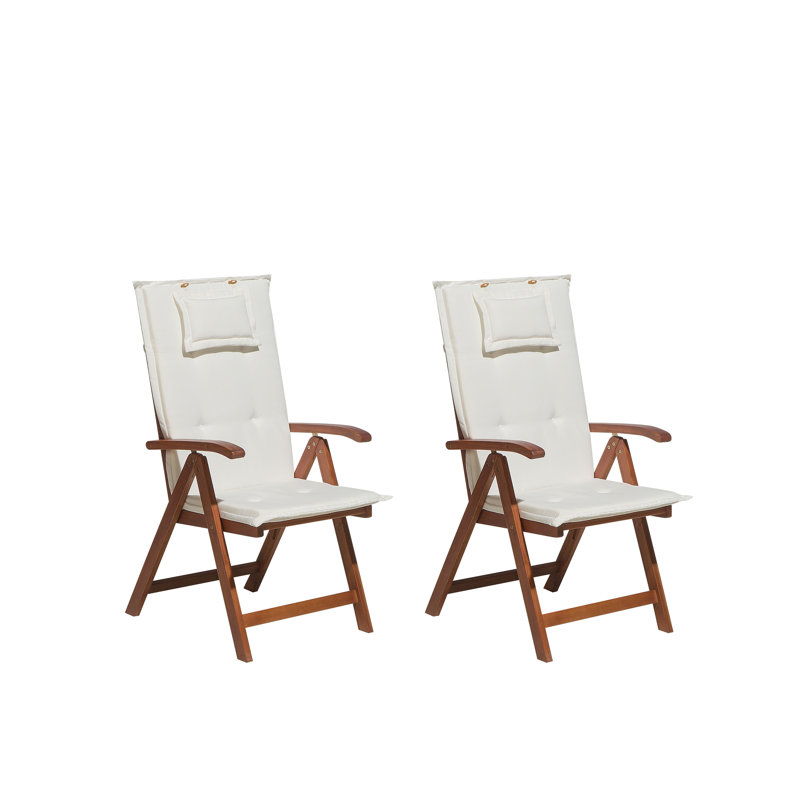 Angelito Patio Dining Side Chair with Cushion, Off-White