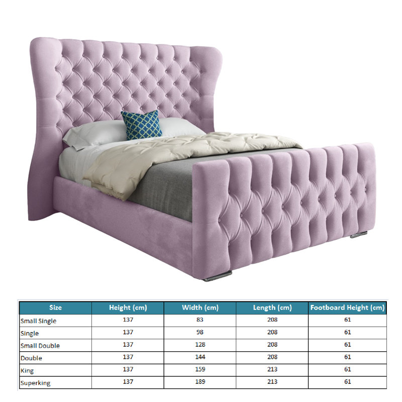 Bettencourt Upholstered Bed, Single (3'), Pink