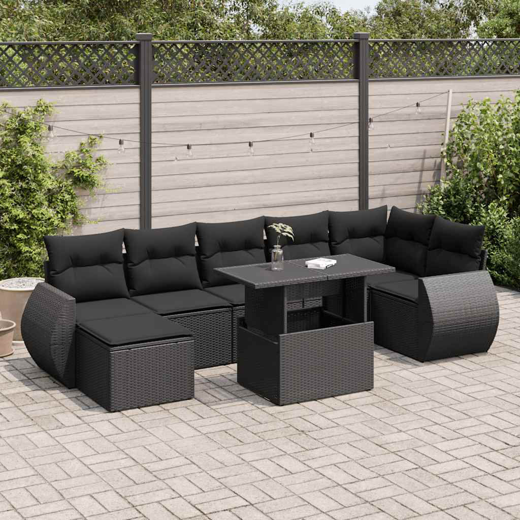 Vidaxl 8-Tlg. Garten-Sofagarnitur Mit Kissen Beige Poly Rattan