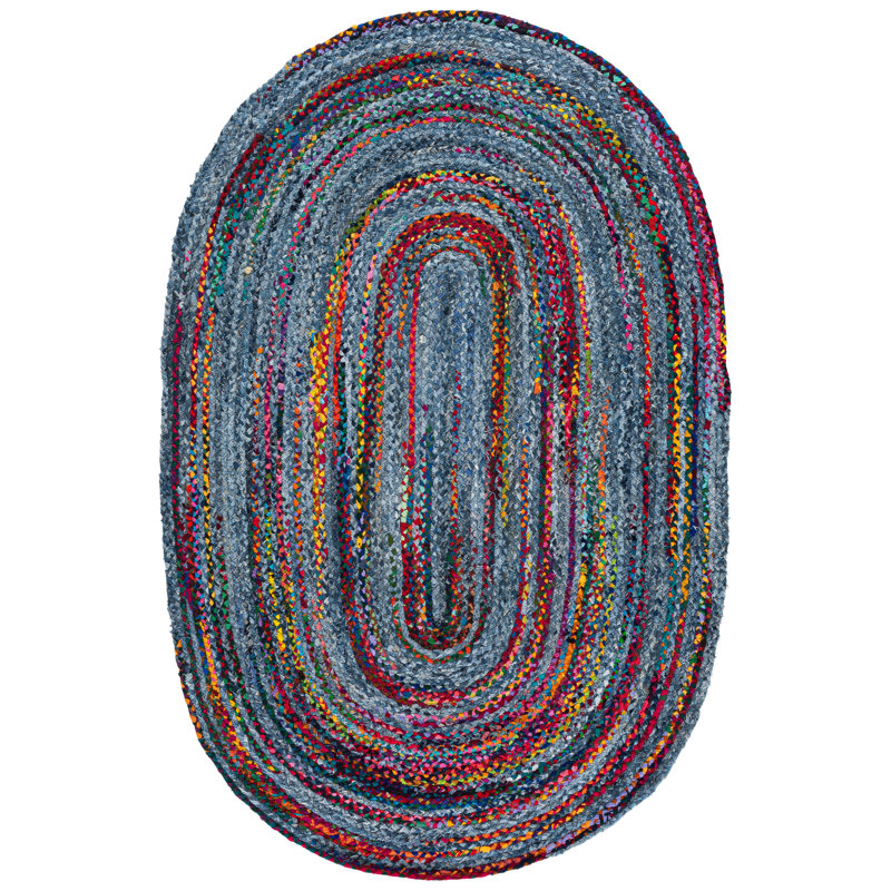Asht Hand Woven Cotton Rug, Oval 5' x 8'