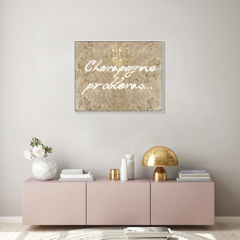 Champagne issues - Art textuel, Cadre flottant blanc, H 30 po x l 36 po