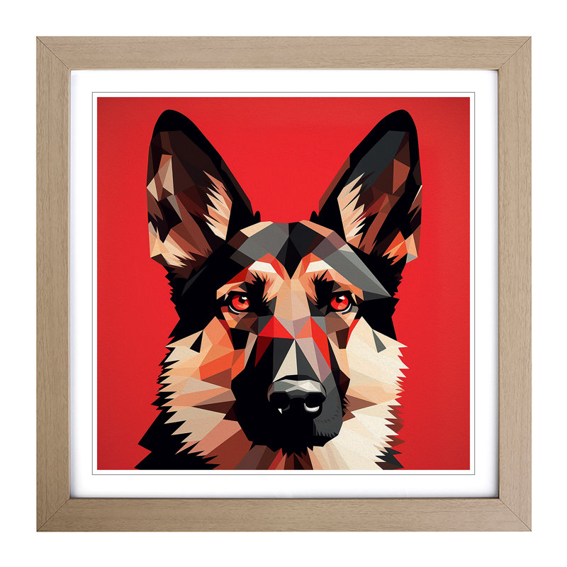 German Shepherd Constructivism - Single Picture Frame Print on Wood