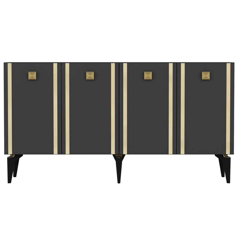 Olivia 79cm Sideboard, Anthracite/Gold