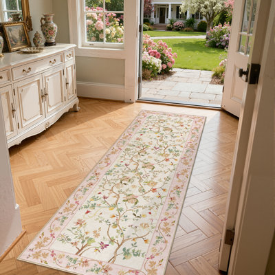 Chinoiserie Vintage Floral Rug Washable Non-slip
