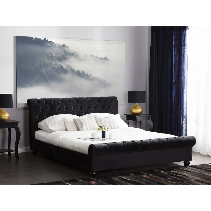 Mitzi Upholstered Bed, Black, European Double (140 x 200cm)