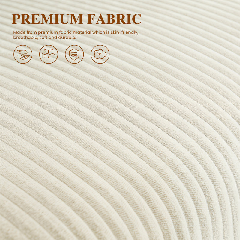 Fauteuil rembourré, Velours côtelé beige, 1