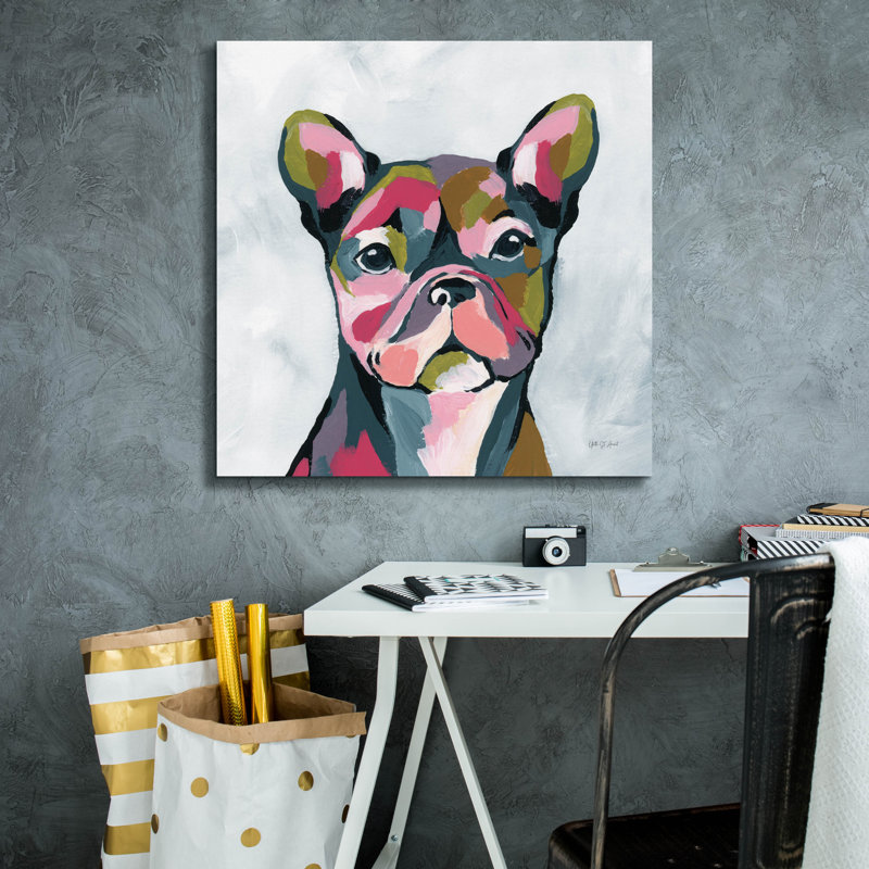 «Abstract French Bulldog» par Yvette St. Amant, art mural sur toile, H 26 po x l 26 po x P 1,5 po