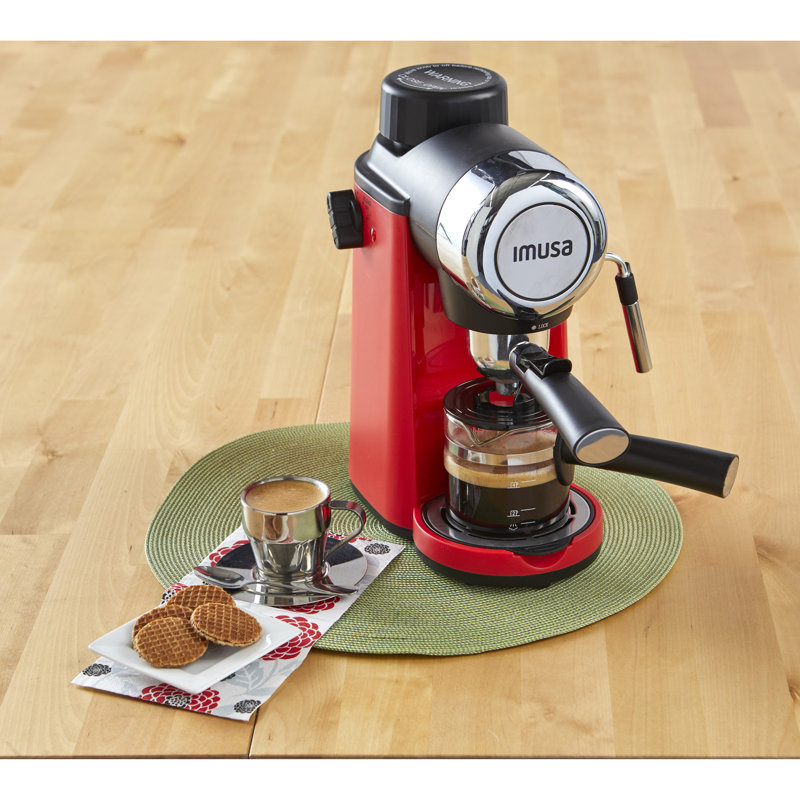 IMUSA 4 Cup Espresso/Cappuccino Maker, 13.52" H x 9.4" W x 11.7" D, Red