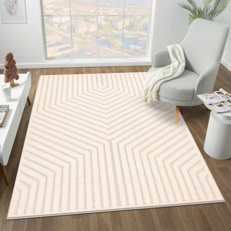 Tapis moderne à motif géométrique, Rectangle 7 pi 9 po x 9 pi 11 po