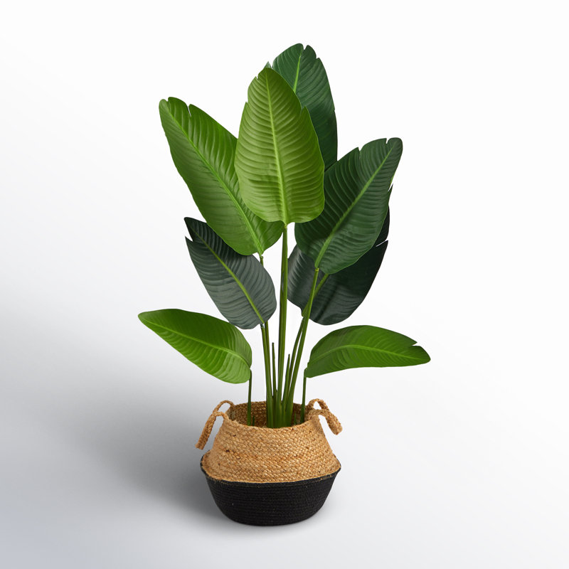 Palmier artificiel 48 po en pot, Brun clair / noir