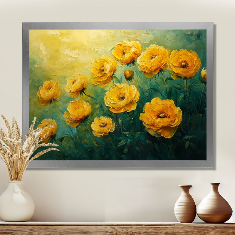 Imad Green Peony S, Reproduction encadrée d'une seule photo, Argent argent, H 24 po x l 32 po