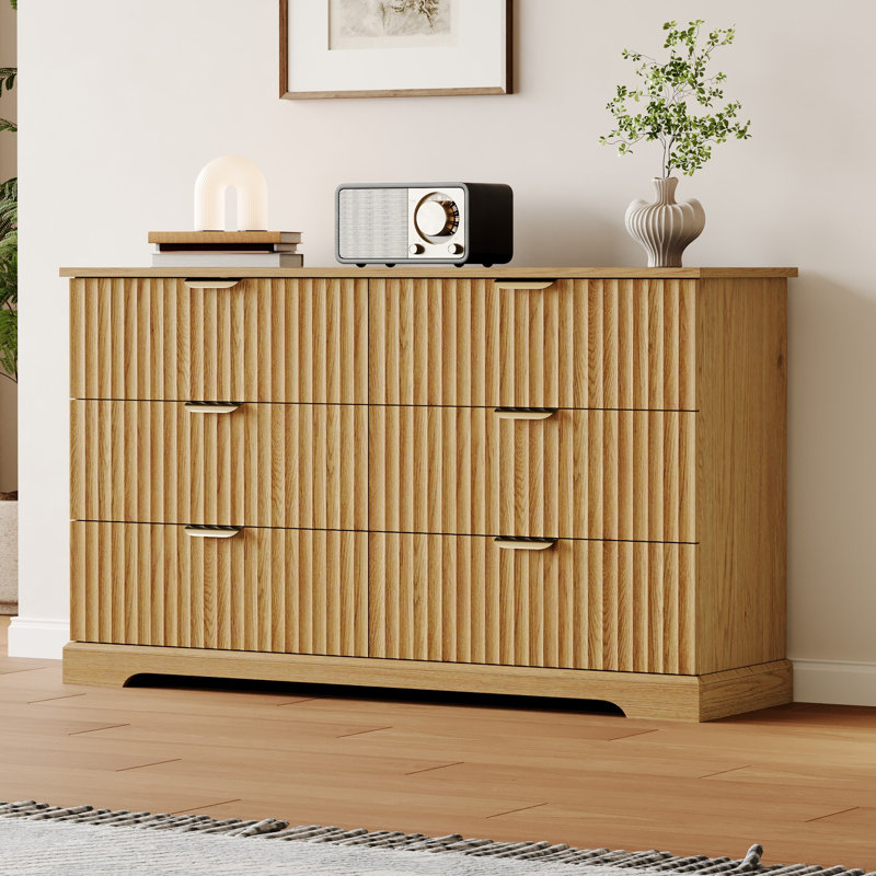 Commode double 6 tiroirs Alanson, Naturel