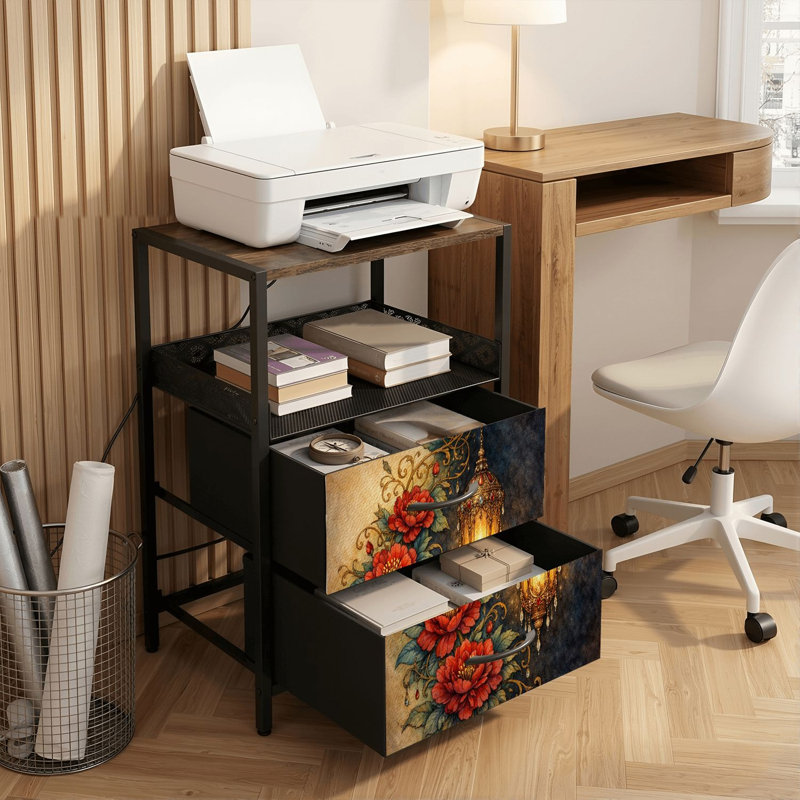 Table de chevet 2 tiroirs avec station de charge, table de chevet de chambre à coucher avec ports USB et prises USB
