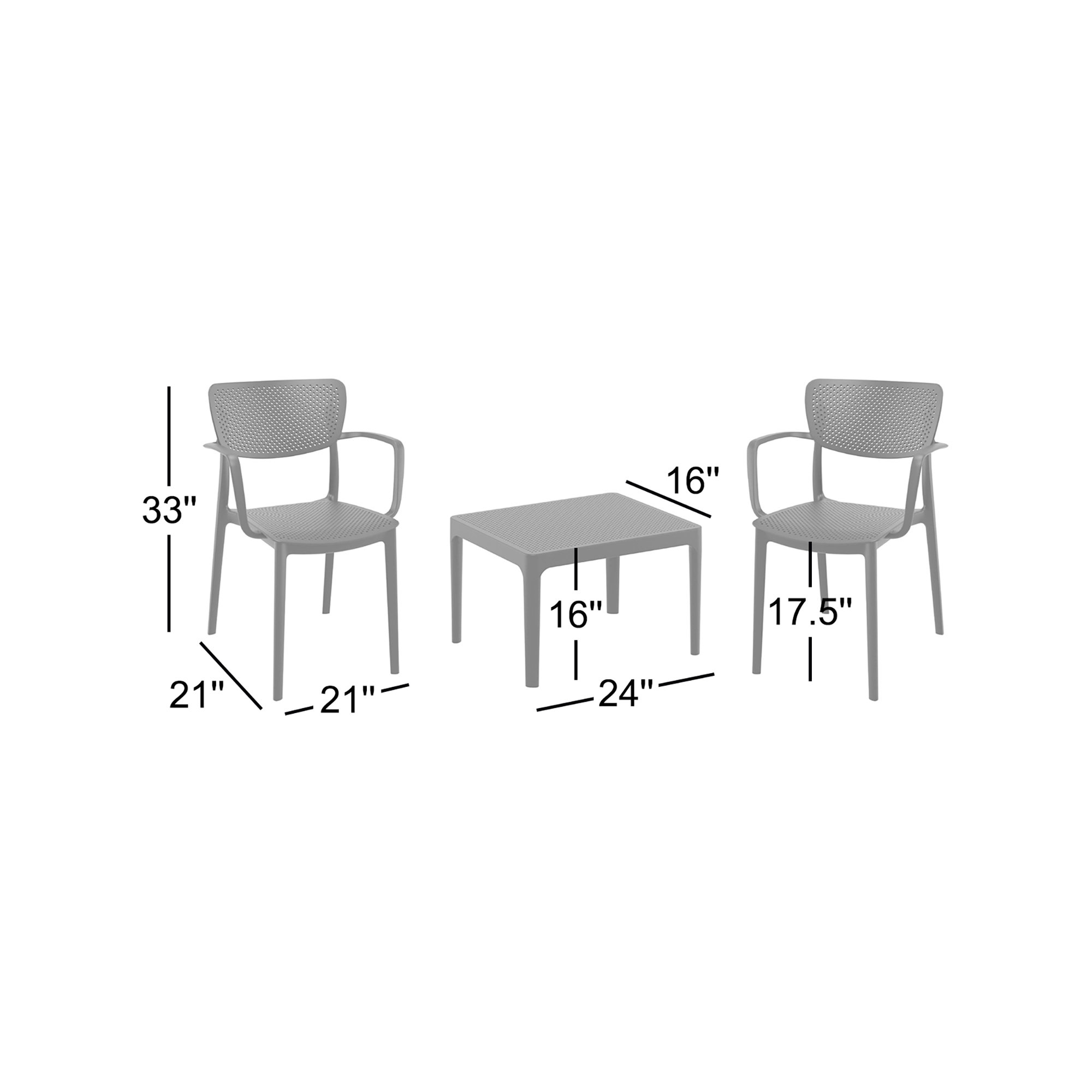 Farrah Loft Armchair 2 Person Seating Set, Black