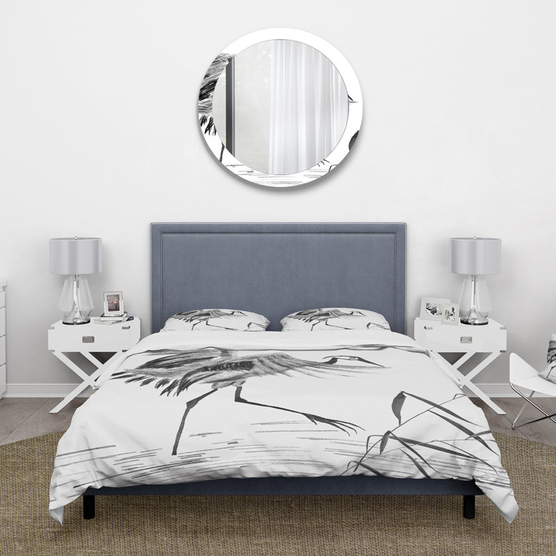 Grue orientale japonaise - Ensemble de housse de couette traditionnel - Microfibre de polyester