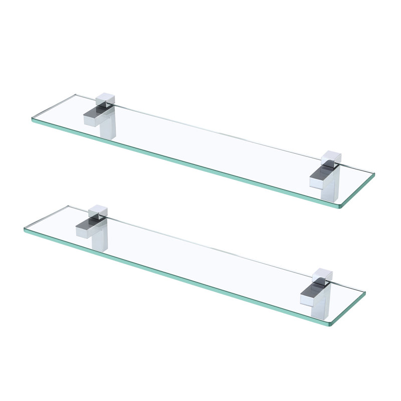 Tablette de salle de bain Keyshia, Chrome poli, H 3,5 po x l 23,63 po x P 5,13 po