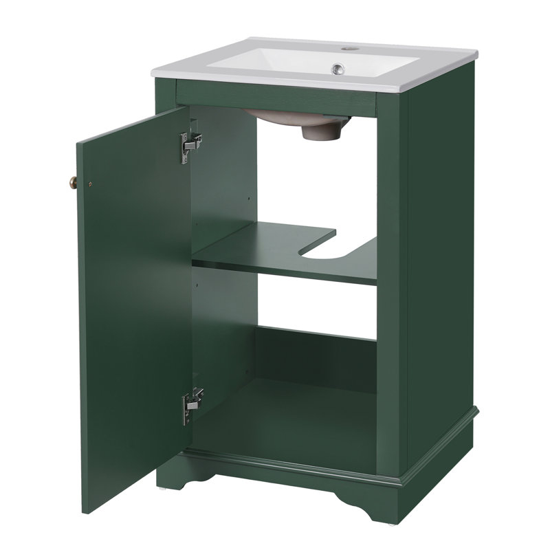 Meuble-lavabo de 20 po avec lavabo en céramique, Vert