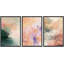 Vert, rose, triptyque, abstrait, moderne, coloré, coups de peinture-101791712-101791714