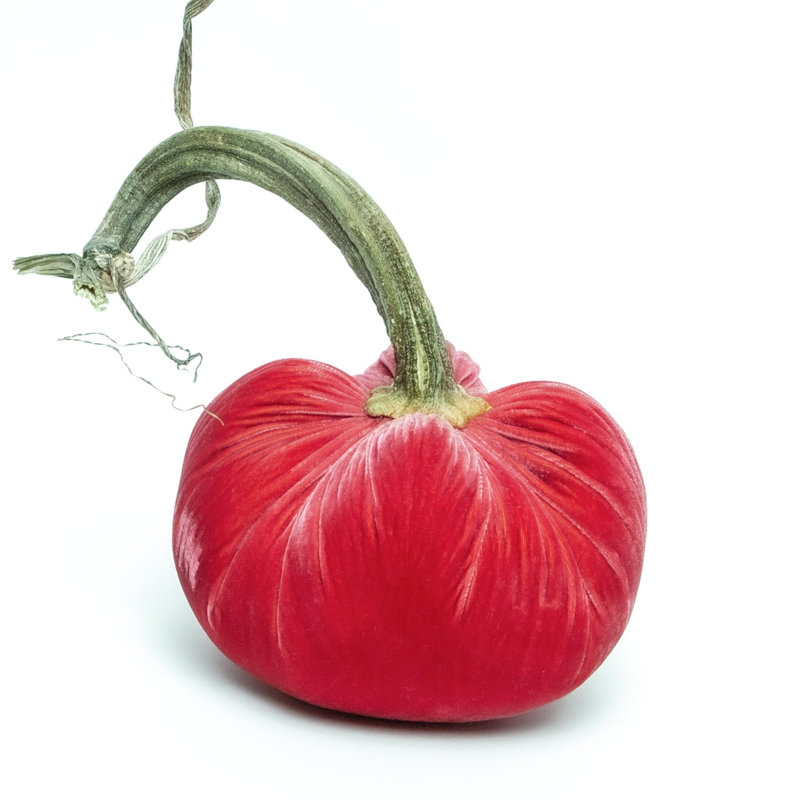 Guava Silk Velvet Pumpkin, 10" H x 8" W x 8" D