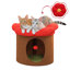 Maison pour chat avec arbre, lit troglodyte et coussin pour chat à fleurs amovible