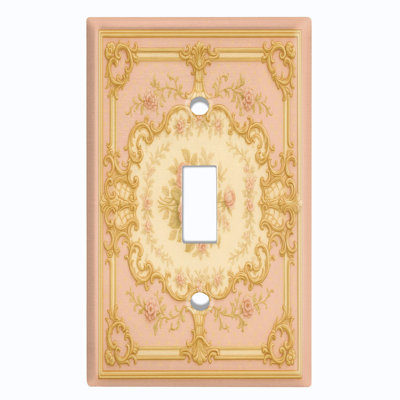Metal Light Switch Plate Cover; US Standard Size 1 Gang Toggle - Vintage Damask Flowers