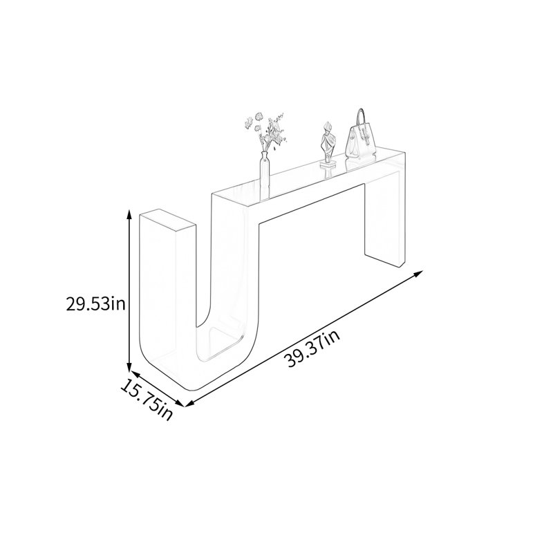 Table de présentation minimaliste noire en forme de U, H 29,53 po x l 39,37 po x P 15,75 po