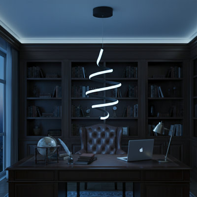 Elara 1-Light Unique Spiral Geometric LED Chandelier