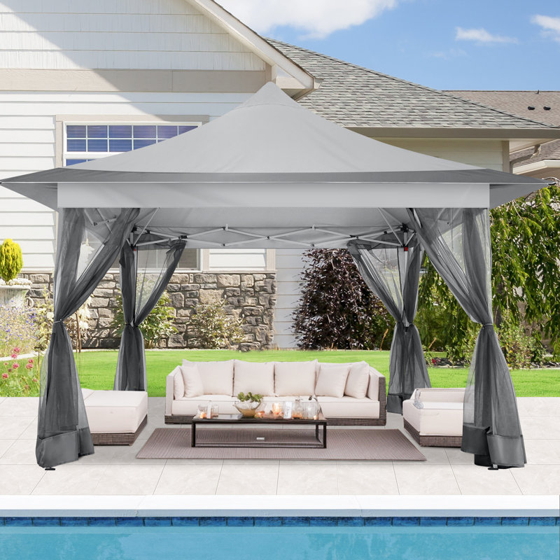 12x12FT Pop Up Gazebo Canopy Tent Outdoor Waterproof Upgrade Portable Gazebo with Mosquito Nettings and Carry Bag for Patio Garden Lawn