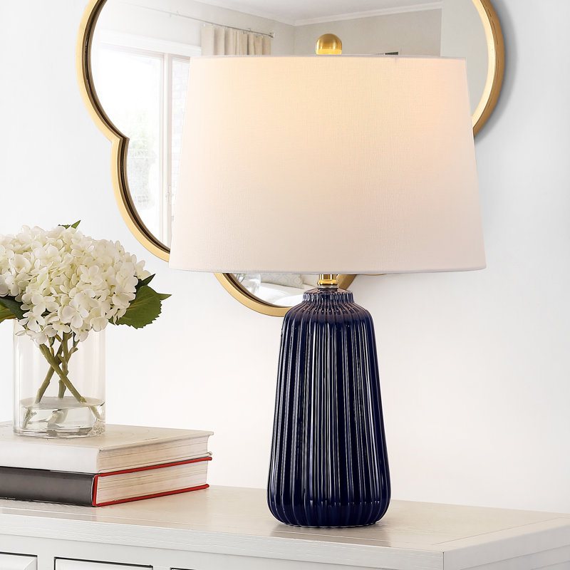 Adhelin Ceramic Table Lamp, Navy Blue