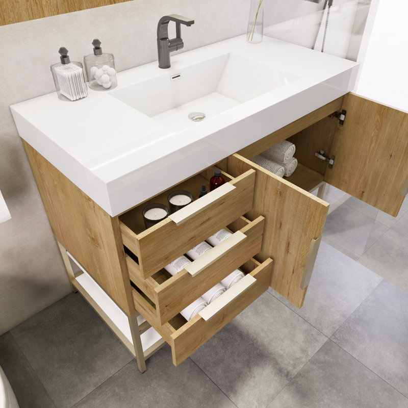 Meuble-lavabo simple 42 po Marayah, Chêne