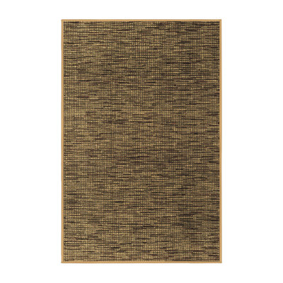 Tapis en laine / polyester tissé à la machine en noir / beige