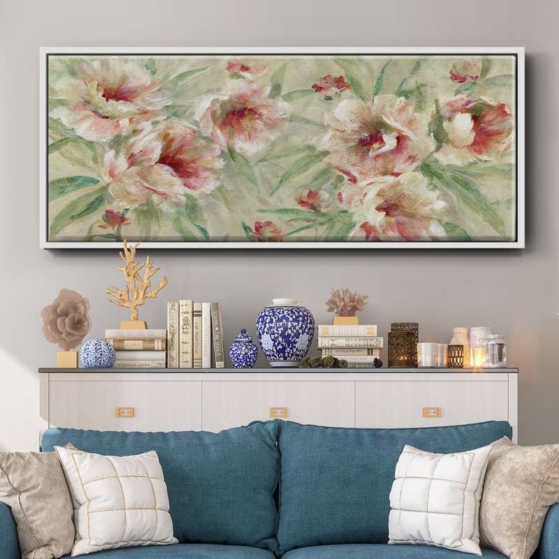 Peony Pleasure- Framed Canvas, 20" H x 50" W