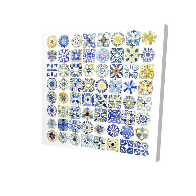 Toile marocaine bohémienne bleue | Aquarelle, décoration intérieure