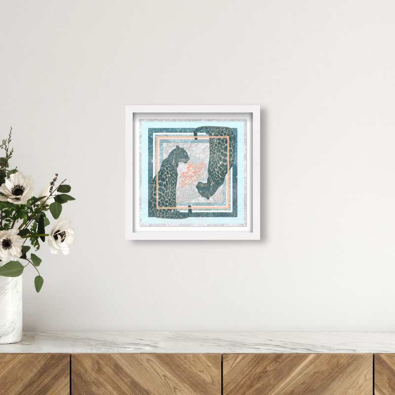 Dual Paris Cheetah Shadowbox Animals Print by Oliver Gal, Black Frame, 12 x 12, 13.5"H x 13.5"W, White Frame