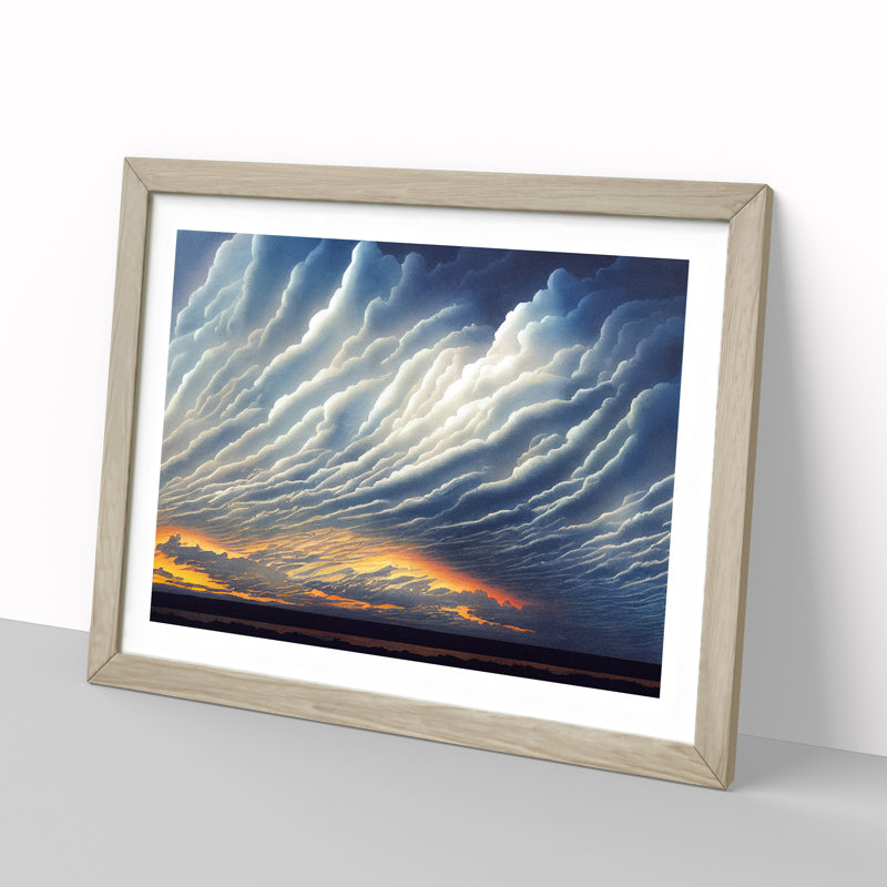 Cloudy Sky Sunrise Vol.2 - Single Picture Frame Print, 25cm H x 34cm W x 2cm D, Oak
