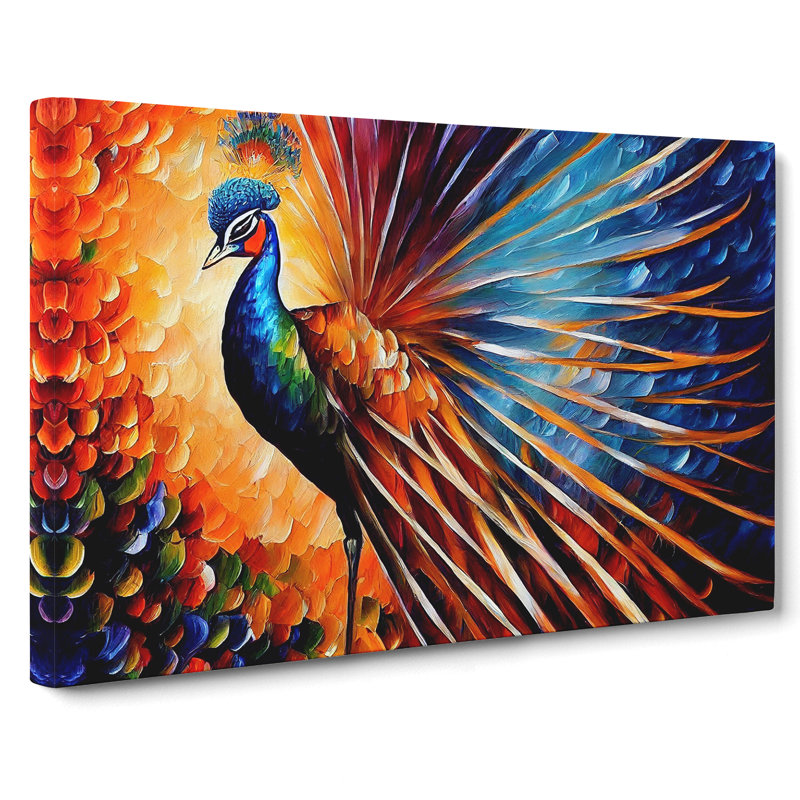 Peacock Painting Vol.2 Abstract - Wrapped Canvas, 40cm H x 60cm W x 3cm D