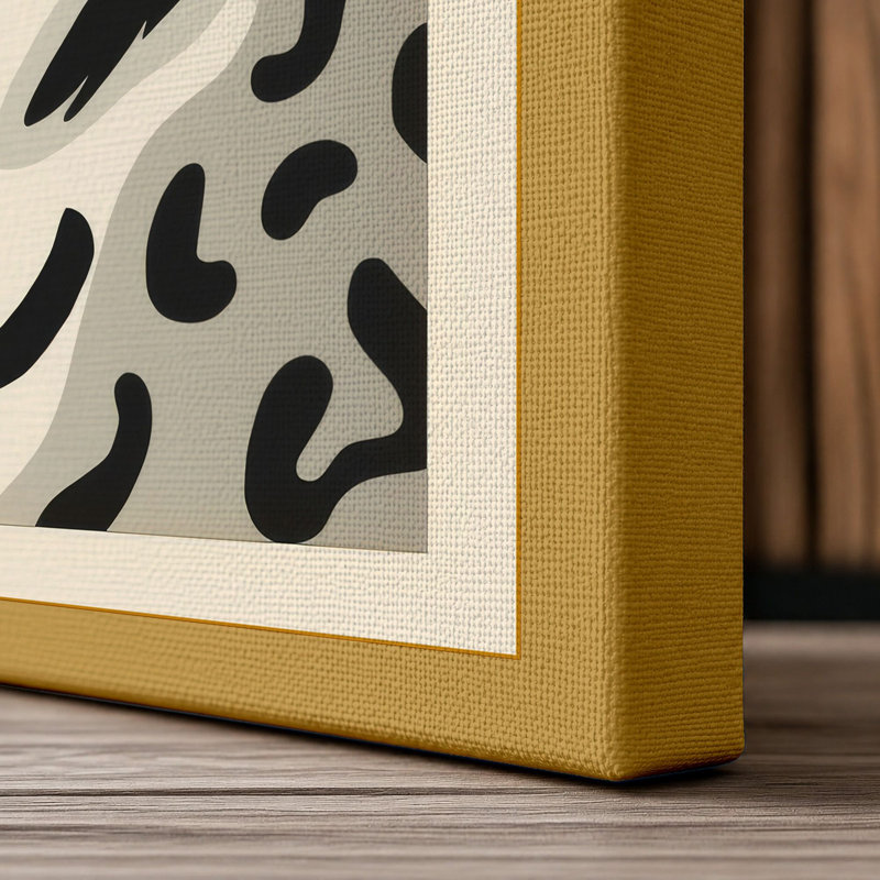 Snow Leopard Study Modern - Wrapped Canvas, 24x16 - 61.0 x 40.6 cm, Ochre Border