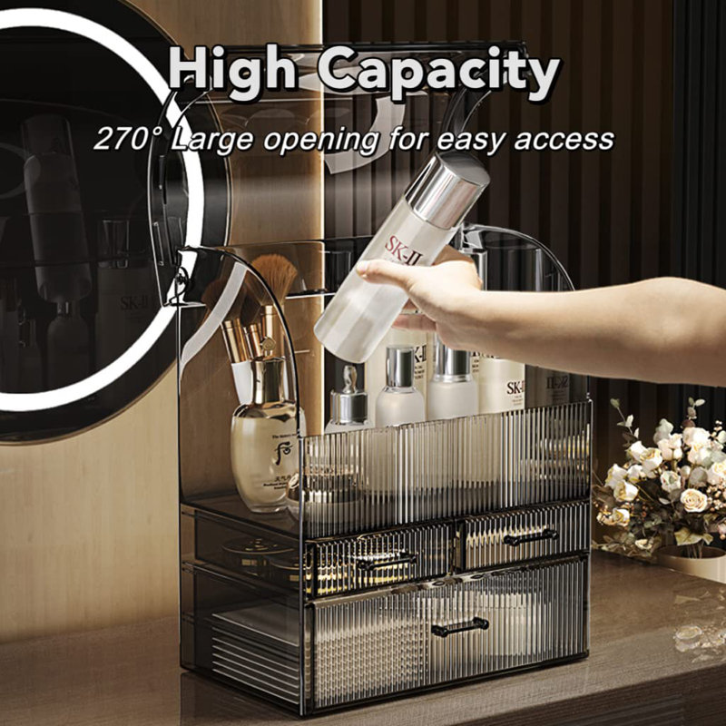 Chantea Plastic Makeup Organiser, Black