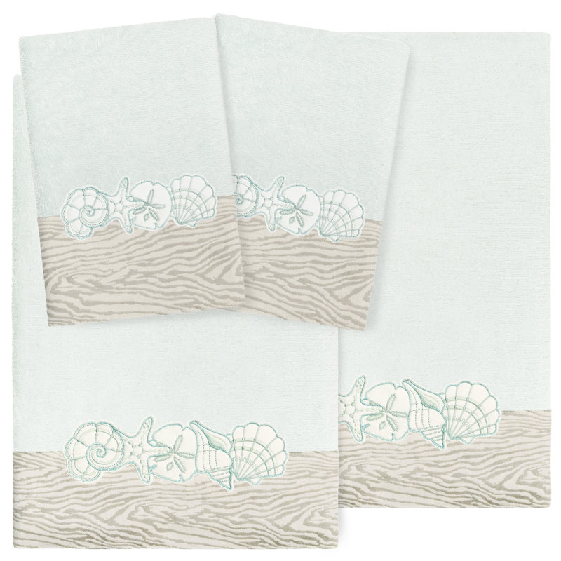4 Piece 100% Turkish Cotton Towel Set, Aqua