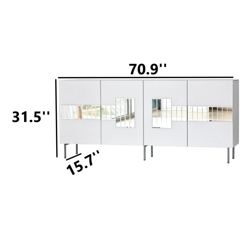 70.87'' Console Table, White/Silver