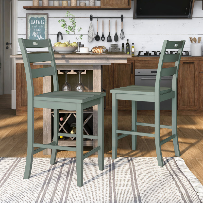 Counter Height Bar Stool, Antique Green