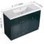 Meuble-lavabo autoportant avec lavabo en résine et portes d'armoire à fermeture en douceur, offrant des tablettes réglables et des poignées personnalisables pour une salle de bain moderne-460521493