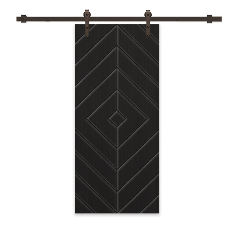 Porte de grange en bois et métal avec quincaillerie d'installation, 36 po x 96 po, Noir