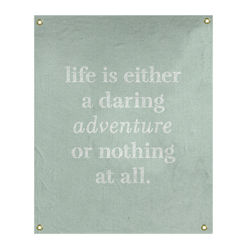 Tapisserie en polyester "life quote" adventure, H 36 po x l 26 po, Vert / blanc