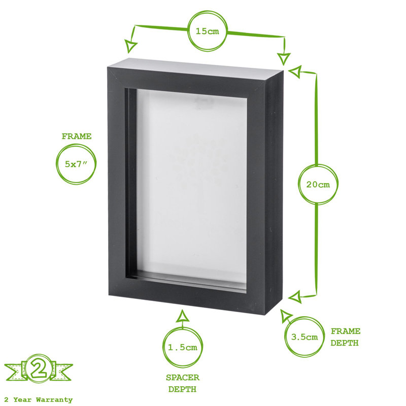 Nicola Spring - 3D Box Photo Frames - 5" x 7" - White